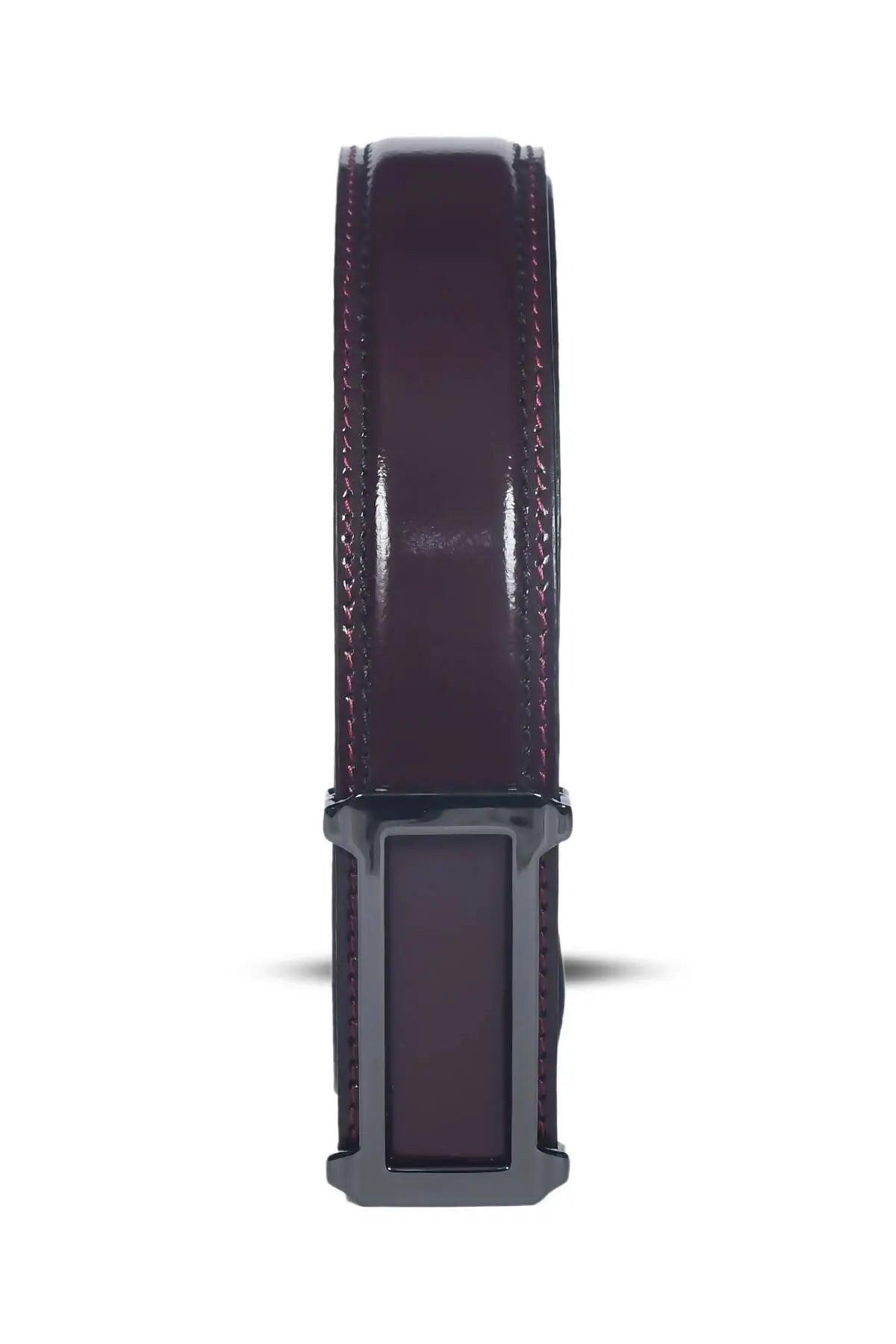 Top Notch Profile Genuine Leather Belt For Men - 1.25 inch Width, Color (Wine) (TP0041) Haq Fashion