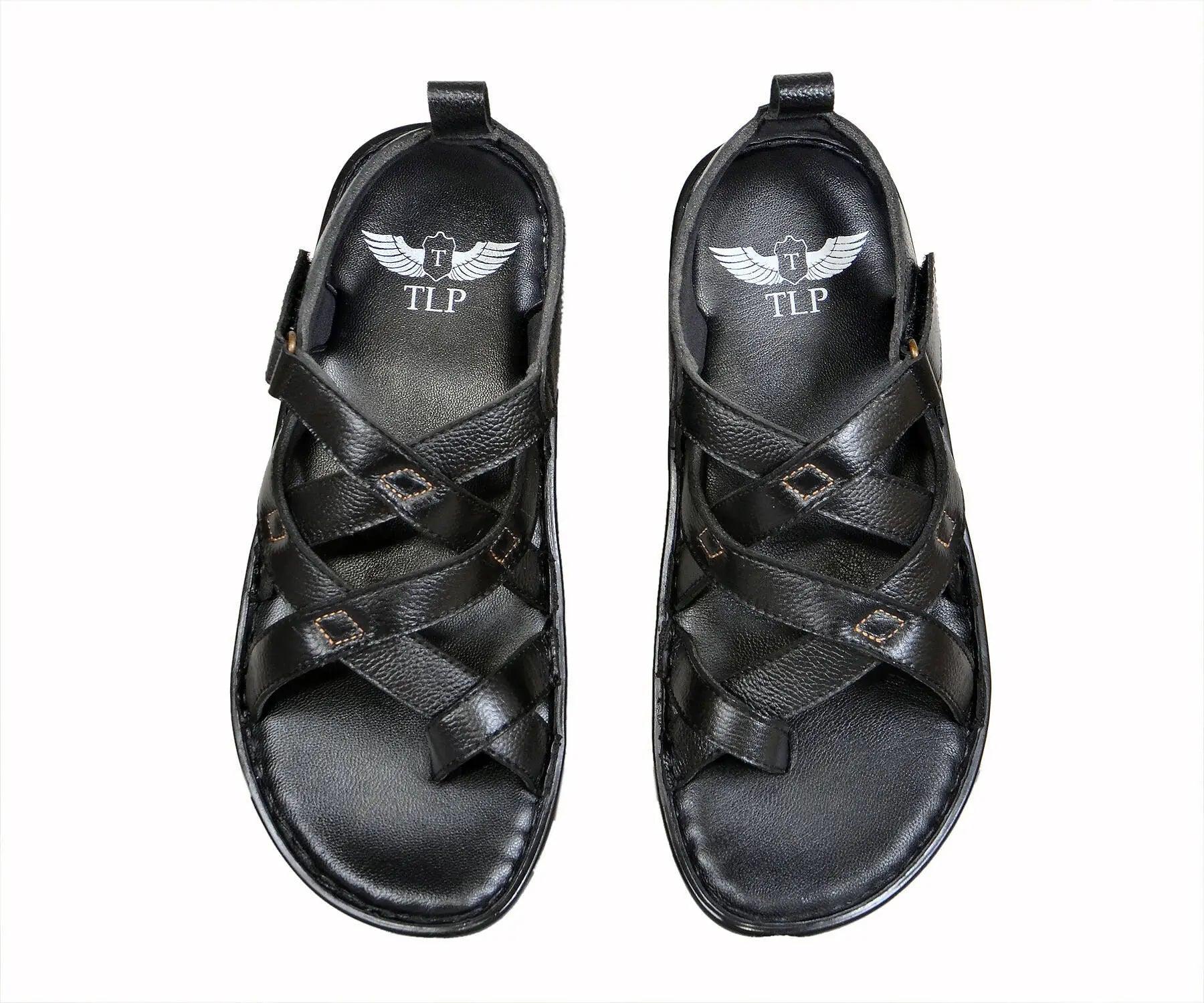 TLP Genuine Leather Sandals for Men Colour – Black TLP International
